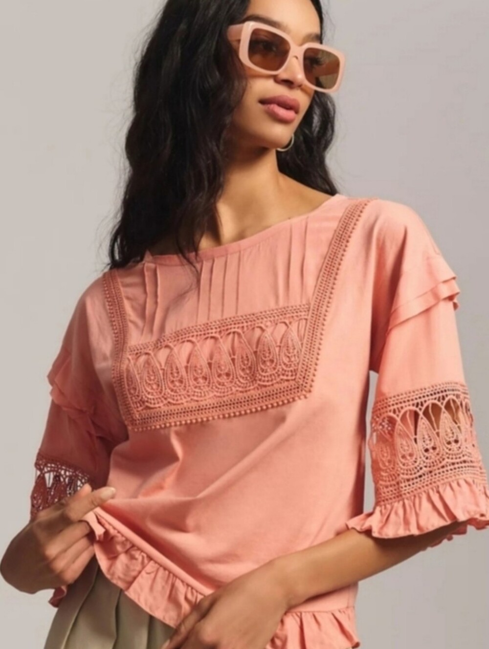 Anthropologie "Tiny" Cotton Sonoma Ruffled Top